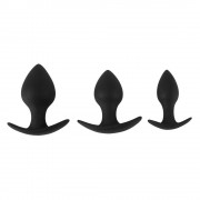 Black Velvet Silicone Three Piece Butt Plug Anal Training Set