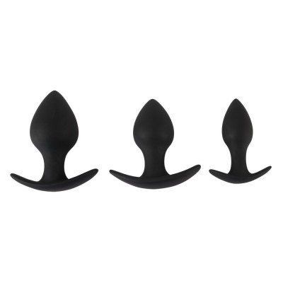 Black Velvet Silicone Three Piece Butt Plug Anal Training Set