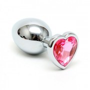 Small Metal Butt Plug With Heart Shaped Crystal
