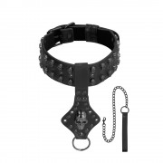 Ouch Skulls And Bones Black Neck Chain With Leash