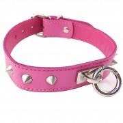 Rouge Garments Pink Studded O-Ring Bondage Collar