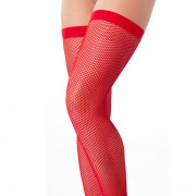 Sexy Red Fishnet Stockings with Plain Top